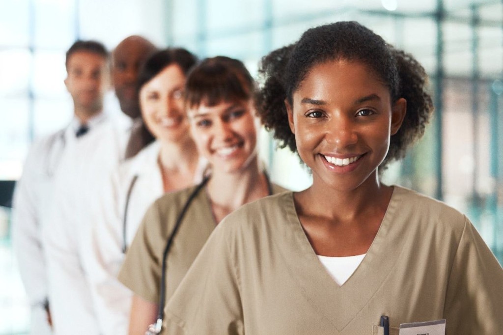 Healthcare team in scrubs at Ideal School of Allied Health Care