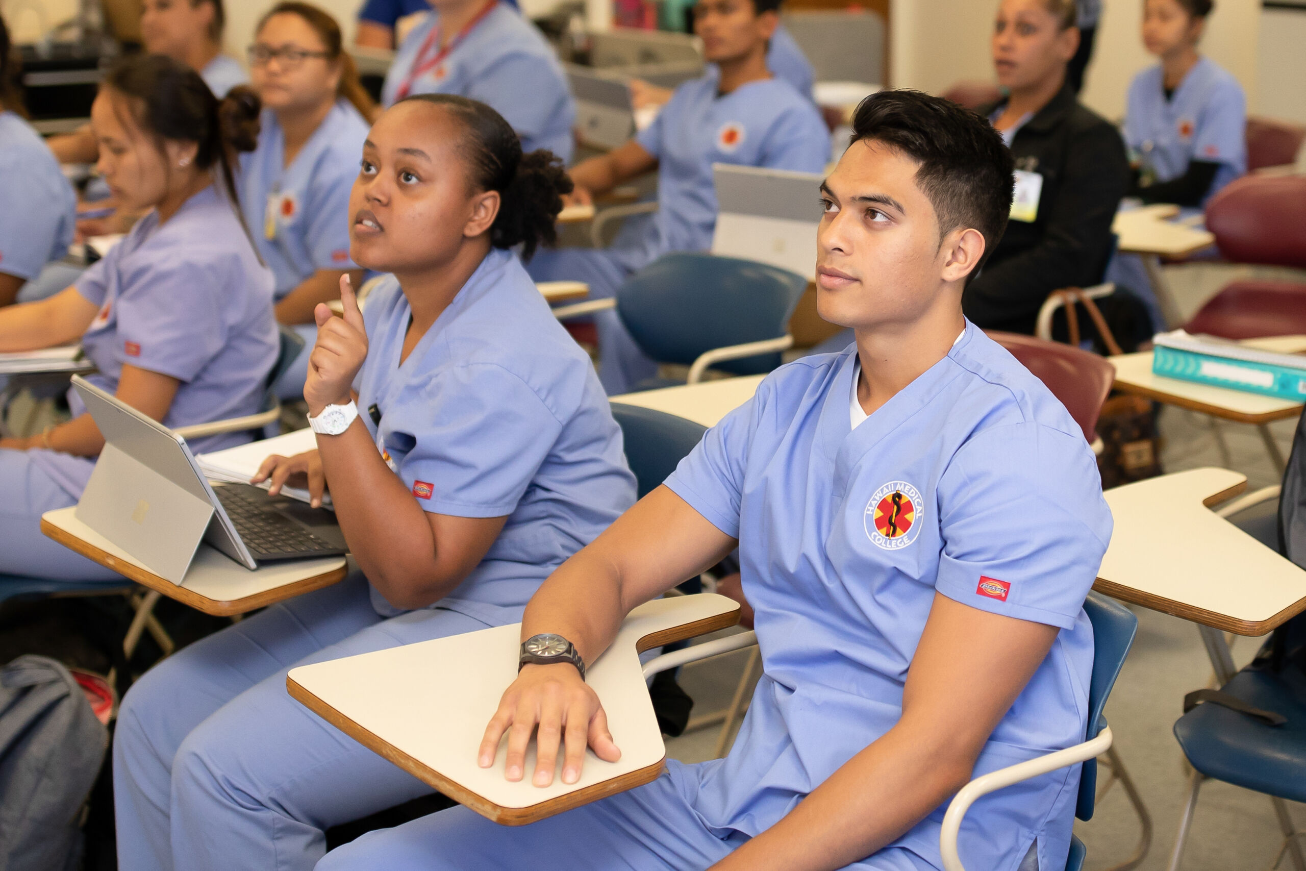 Healthcare students in classroom training